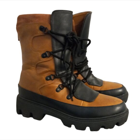 BAMBOO Shoes - Bamboo Womens Ankle Boots Brown Black Lace Up Combat Snow Size 7